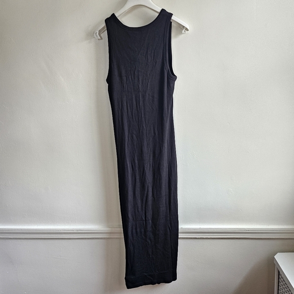 New Theory Racer Tank Ribbed Modal/Cotton  Black Tank Midi Dress NWT Large - Picture 9 of 12
